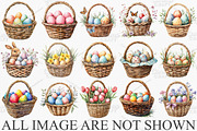 Watercolor Easter Basket Clipart PNG, an Illustration by Canvas Craft (Thumbnail 3 of 7)