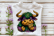 Cute Mardi Gras Highland Cow Clipart, an Illustration by Sublimation Artist (Thumbnail 6 of 6)