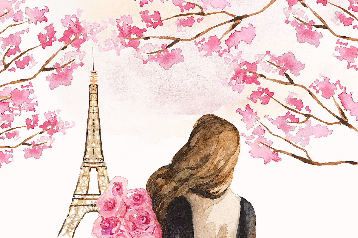 Paris Landmarks Watercolor Clipart, an Illustration by RhianAwni (Photo 6 of 6)