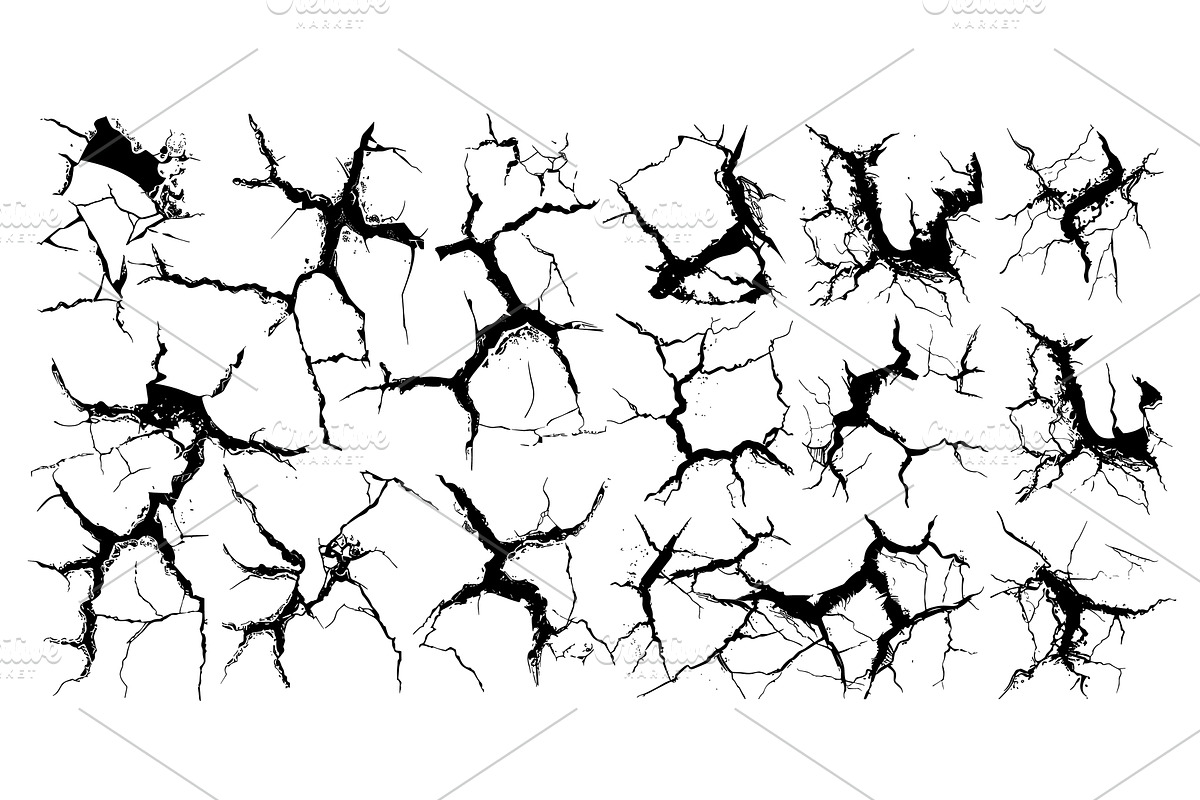 Earth cracks ink sketch vector set, a Texture Illustration by Stock-Smart-Start