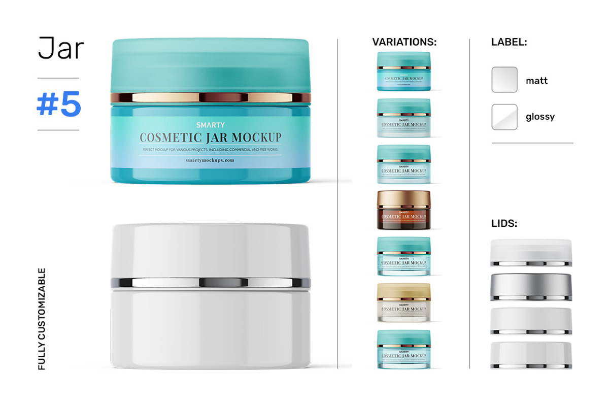 Cosmetic jar mockups bundle, a Packaging Mockup by Smarty Mockups (Photo 10 of 28)