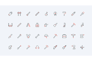 Construction site worker hand icons, an Illustration by Lemberg Vector