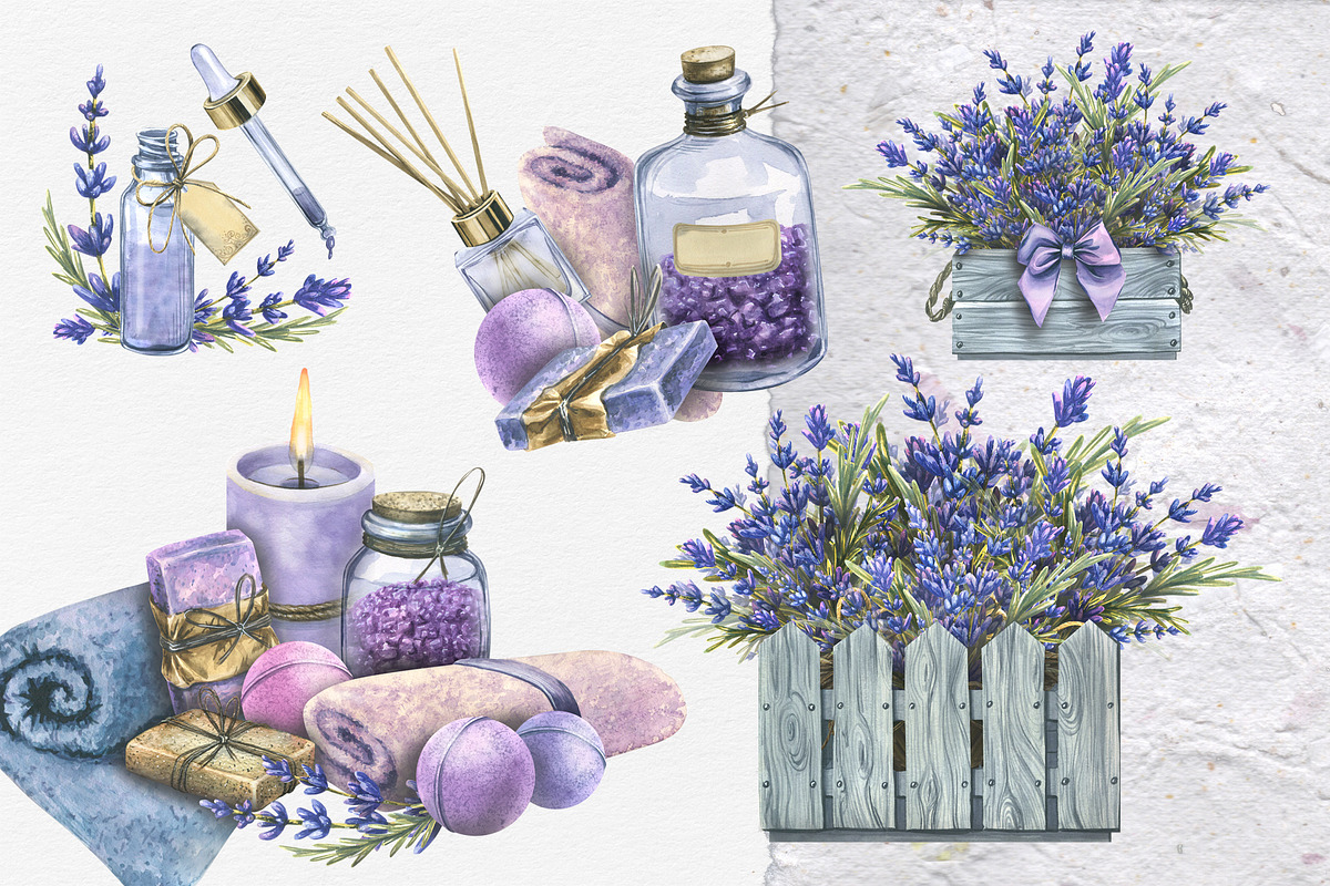 Lavender Spa Watercolor Set, an Illustration by NATASHA CHU (Photo 8 of 19)