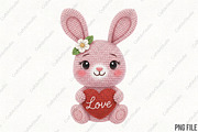 Crochet Faux Yarn Valentine Bunny, an Illustration by CraftArtStudio (Thumbnail 1 of 4)