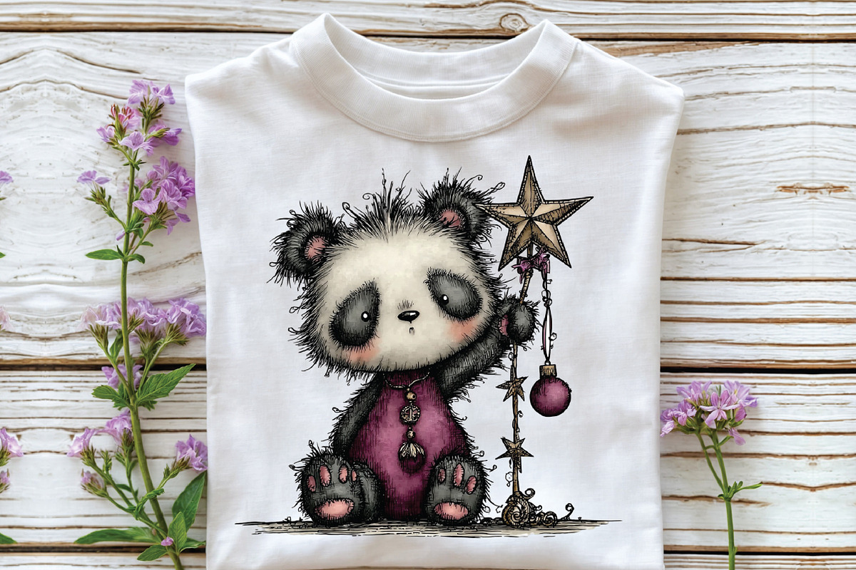 Whimsical Panda Christmas Clipart, an Illustration by CraftArtStudio (Photo 4 of 6)