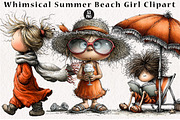 Whimsical Summer Beach Girl Clipart, a Seasonal Illustration by CreationArt (Thumbnail 1 of 5)
