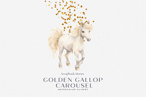 Watercolor Golden Carousel Clipart