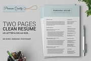 2 Pages Clean Resume CV - Pandora, a Resume Template by SNIPESCIENTIST (Thumbnail 1 of 4)