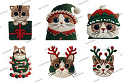 Whimsical Christmas Cats Clipart, an Illustration by DreamArtGraphic (Thumbnail 5 of 5)