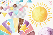 80 Boho rainbow watercolor elements, a Decorative Illustration by KarinkaBU (Thumbnail 5 of 6)