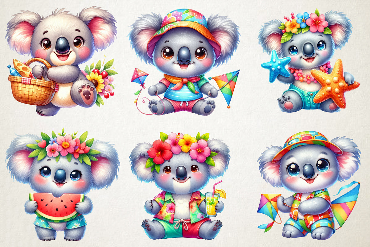 Cute Summer Koala PNG Clipart, a Seasonal Illustration by RobertsArt (Photo 2 of 5)