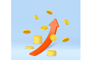 3d Rising Profits Concept with Coins, a Finance Illustration by ModVector
