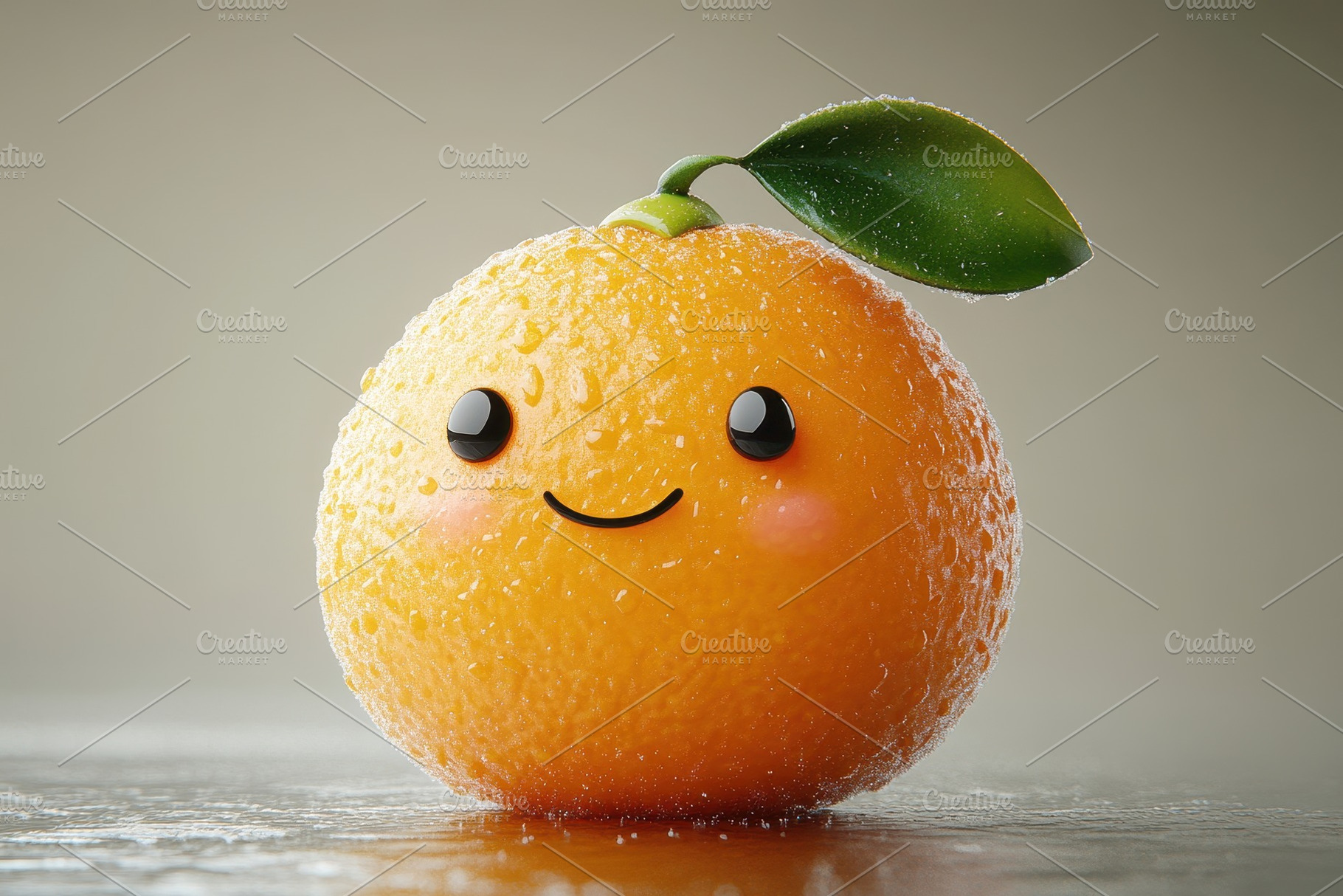 Cute smiling orange with droplets of, a Photo by Tanuart
