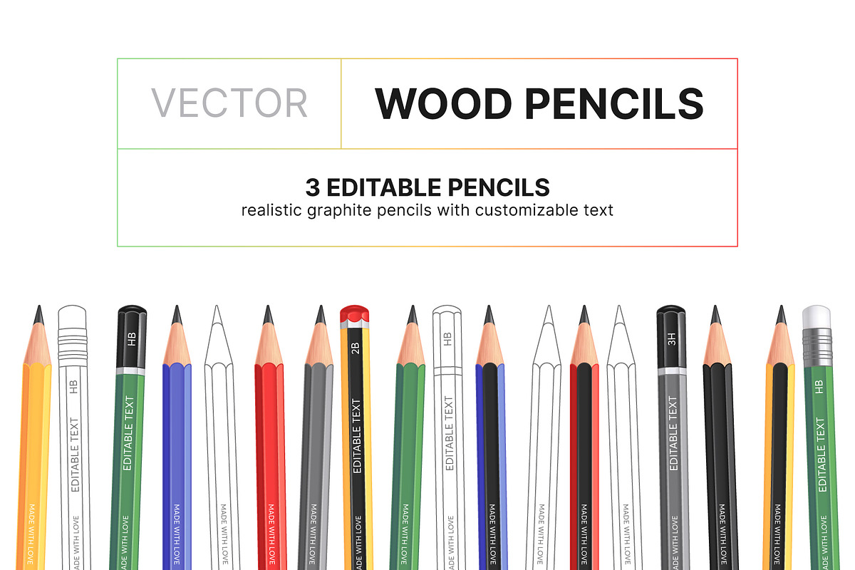 Vector Pencils with Editable Text, an Object Graphic by Side Project (Photo 1 of 5)
