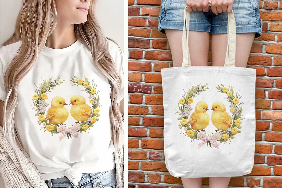 Embroidery Easter Chick & Wreath PNG, an Object Graphic by V Design Creator (Photo 6 of 8)