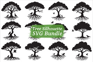 Tree Silhouette SVG Bundle, an Illustration by BIPLOB EXPERT