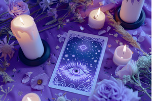 Mystical Tarot and Candles Setup, a Nature Photo by LaVika