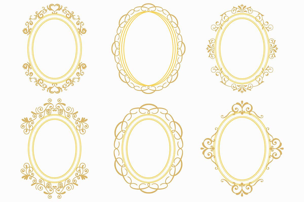 Oval Ornamental Frame Vector Bundle, a Decorative Illustration by Kusumaillustration (Photo 9 of 16)