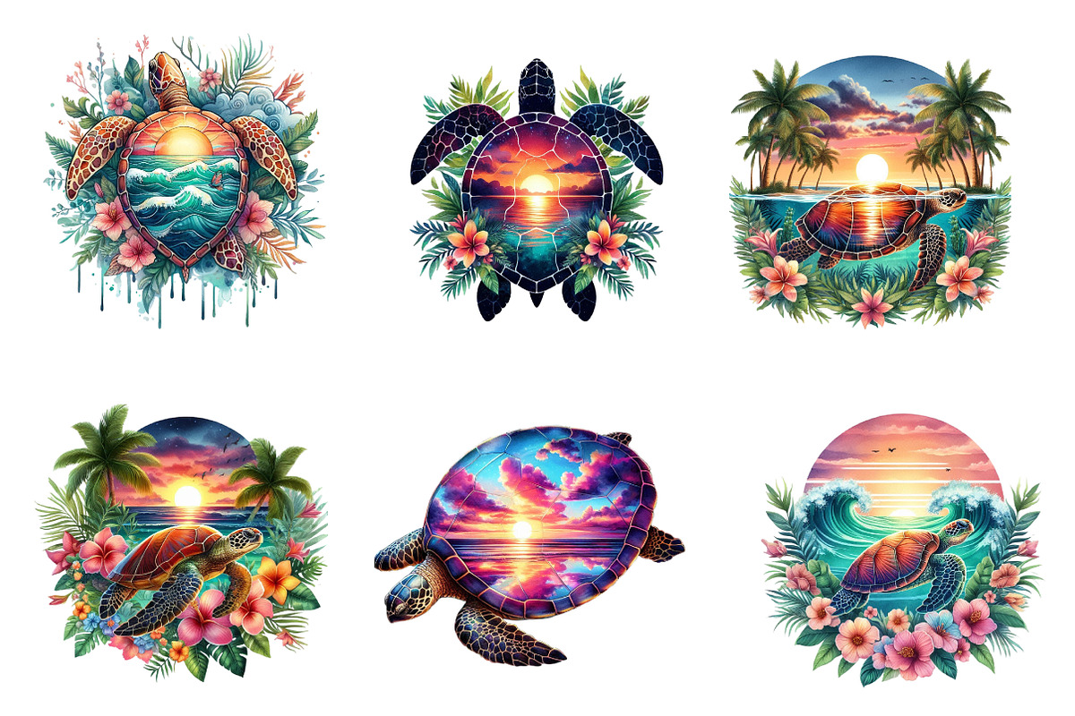 Sunset Sea Turtle Sublimation, an Illustration by CreationArt (Photo 4 of 4)
