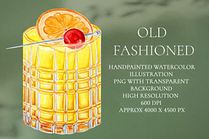 Old Fashioned Watercolor Cocktail