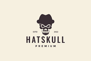 Head Hipster Skull With Hat Logo