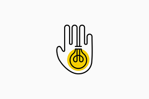 hand bulb lamp high five idea logo, a Branding & Logo Template by VASTARD STUDIO