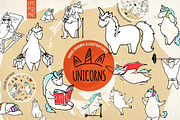 Cute unicorns. Hand drawn set, an Object Graphic by Alena Kaz (Thumbnail 1 of 7)