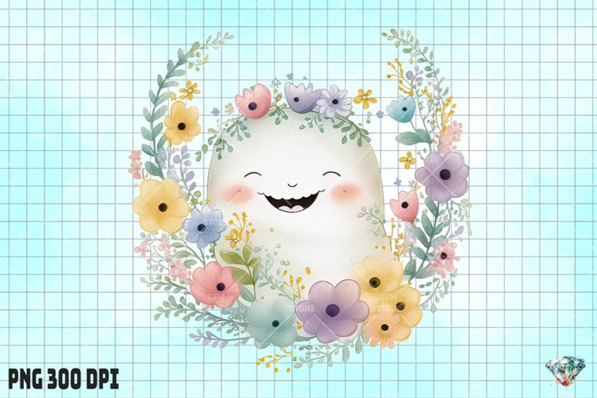 Watercolor Flower Baby Ghost, an Illustration by Gemstone (Photo 6 of 6)
