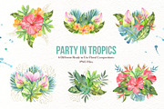 Watercolor Tropical Party, an Animal Illustration by TanataDesign (Thumbnail 6 of 13)