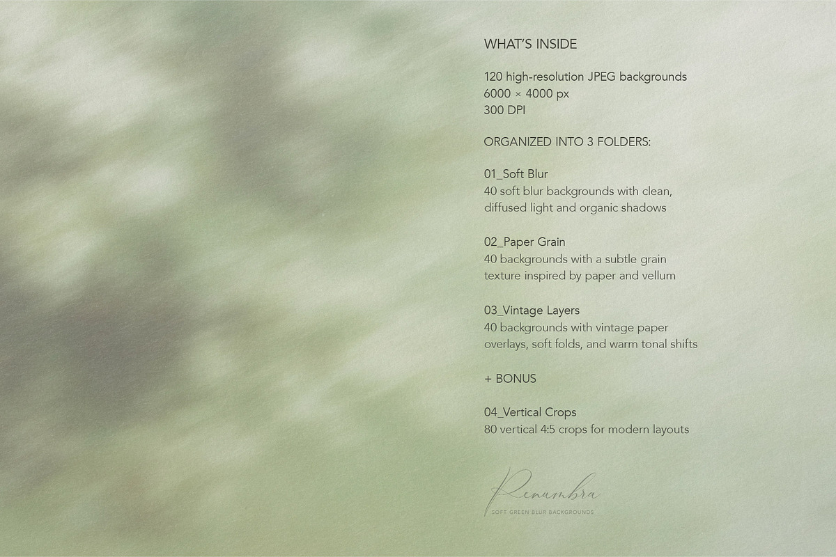 PENUMBRA Soft Green Blur Backgrounds, a Background Graphic by alonahaidash (Photo 7 of 15)
