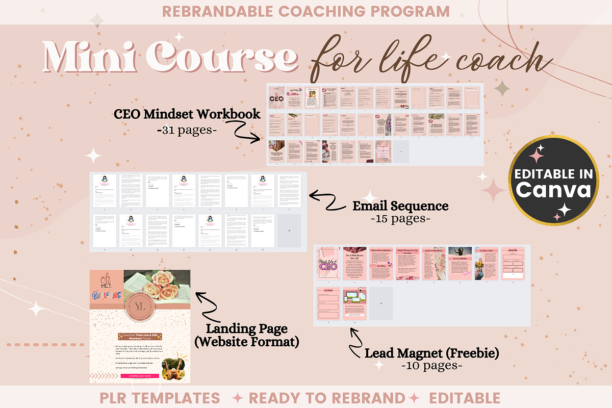 Mini Course Package for Female Coach, a Templates & Theme by bellaROSEworkshop (Photo 3 of 10)