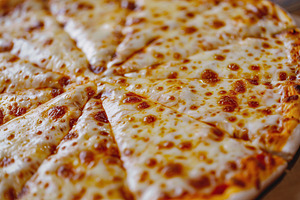 Fresh homemade cheese pizza, a Food & Drink Photo by AlyaAnd