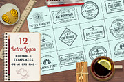 12 vintage template logos set vol 2, a Branding & Logo Template by Genestro Shop (Thumbnail 1 of 2)