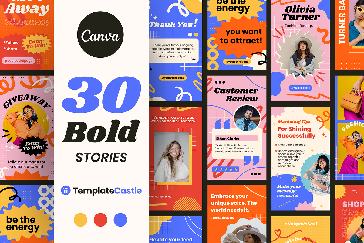 30 Bold Social Media Story Templates, a Templates & Theme by TemplateCastleStore (Photo 1 of 10)