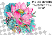 Pink Tropical Flower Graphic Clipart, an Object Illustration by DreamCafeArt (Thumbnail 2 of 6)