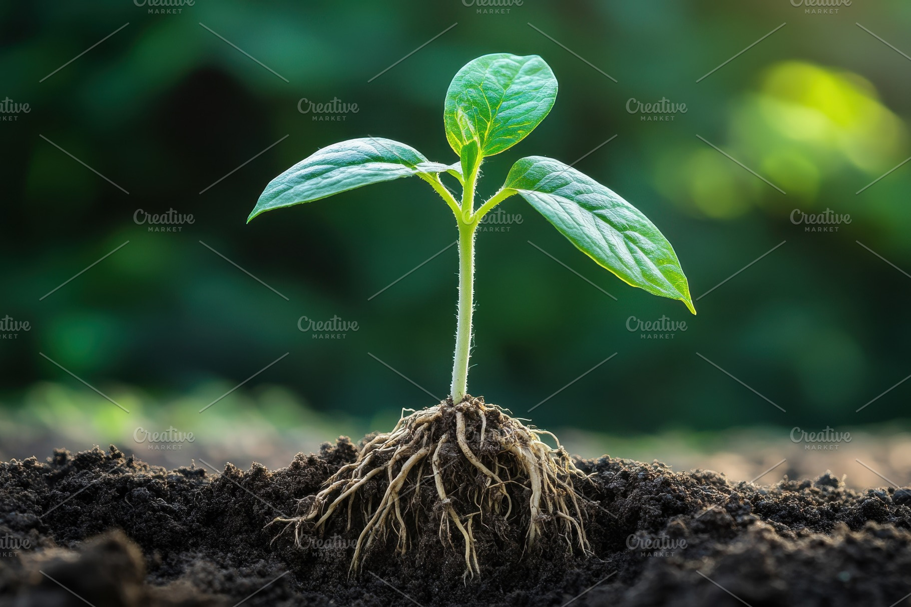 Little flower seedling, green leaves, a Photo by Pavel_design