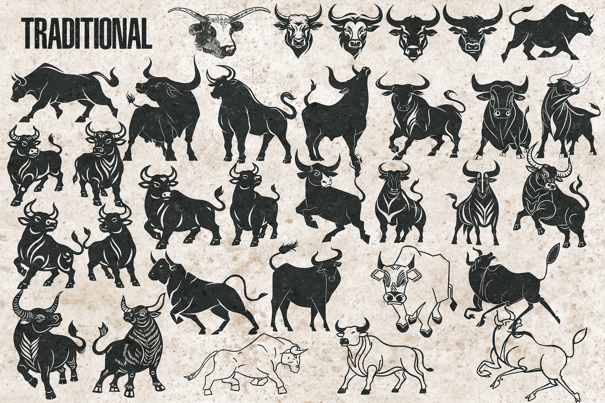 Bull image stamps for Procreate, a Brush Add-On by TheWhiteCatLab (Photo 2 of 6)