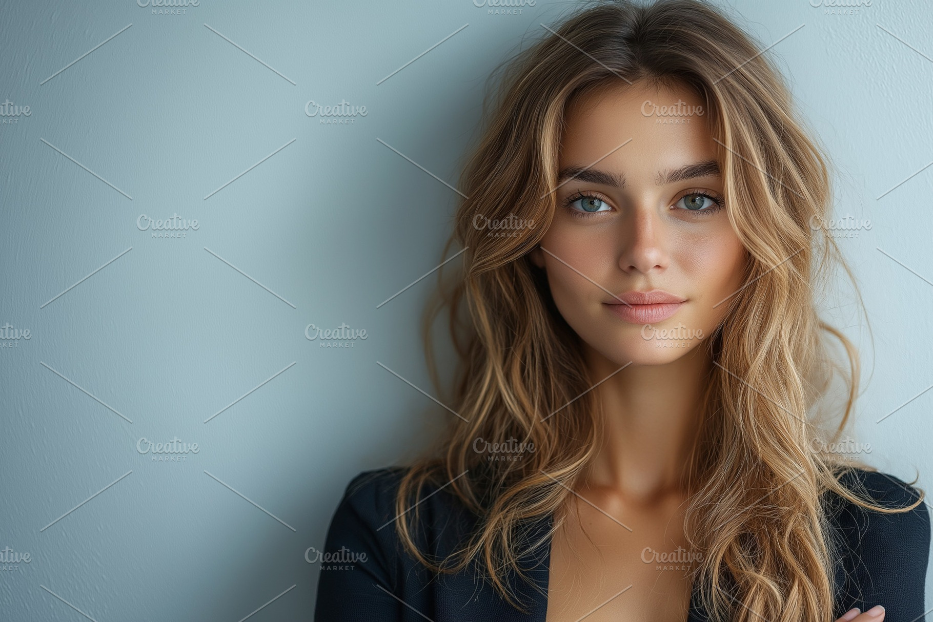 Young Caucasian woman with wavy hair and a radiant smile, exuding confidence ag, a Person Photo by ImageMir