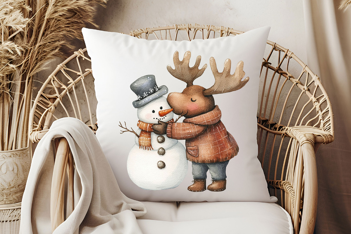 Kawaii Christmas Moose Clipart, an Illustration by Pixels.Craft (Photo 5 of 7)