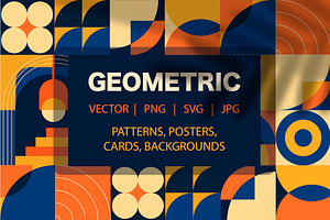 Blue and Orange Modern Geometric Kit, a Pattern Graphic by Lettering_Logo