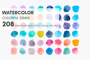 Big Set Watercolor Vector Stains