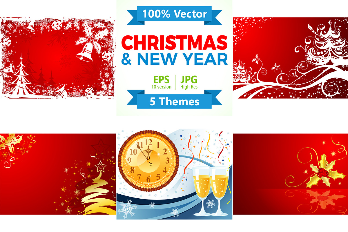 Christmas and New Year Backgrounds, a Decorative Illustration by TAlex (Photo 1 of 6)