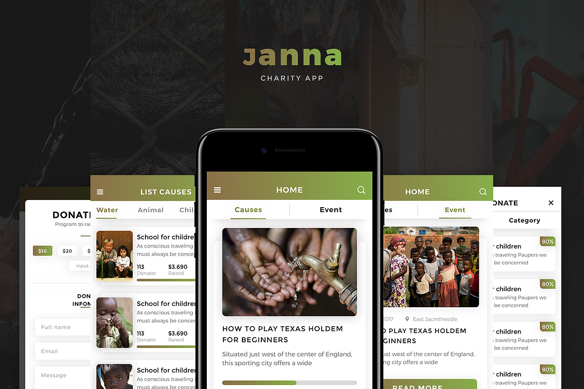 Janna Charity Mobile UI Kit, an UI Kit Template by No.13 (Photo 2 of 5)