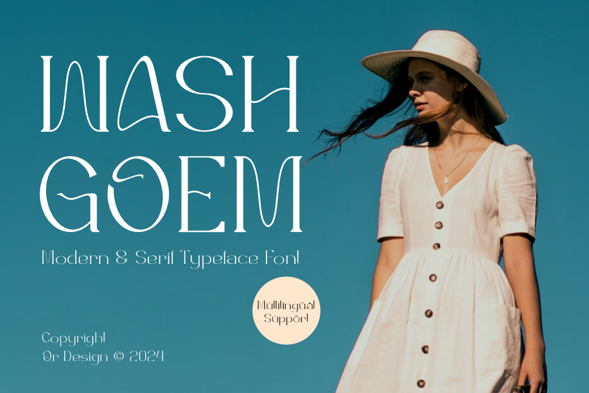 Washgoem - Modern & Serif Typeface, a Serif Font by QR Design Studio (Photo 1 of 10)