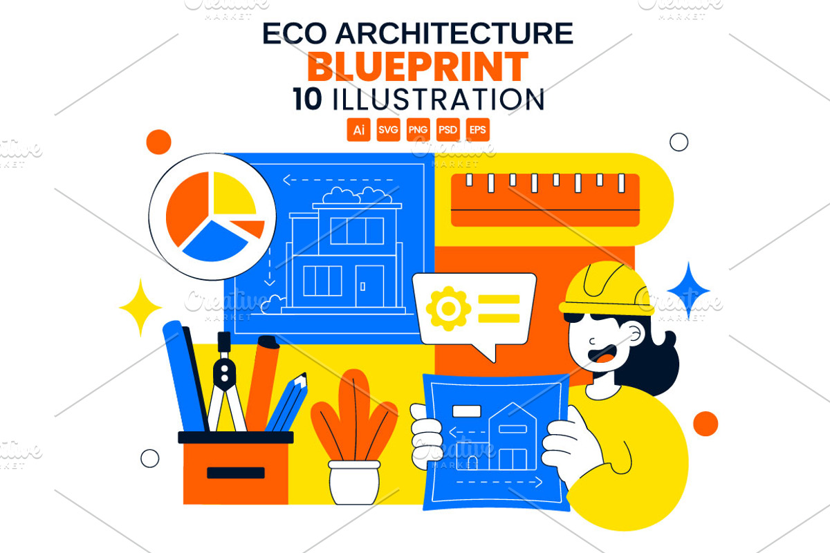 10 Eco Architecture Blueprint, a Person Illustration by denayunebgt (Photo 1 of 4)