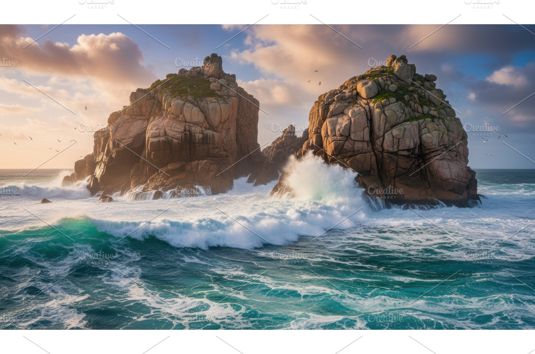 Powerful waves crash against two, a Nature Photo by Igor Tichonow