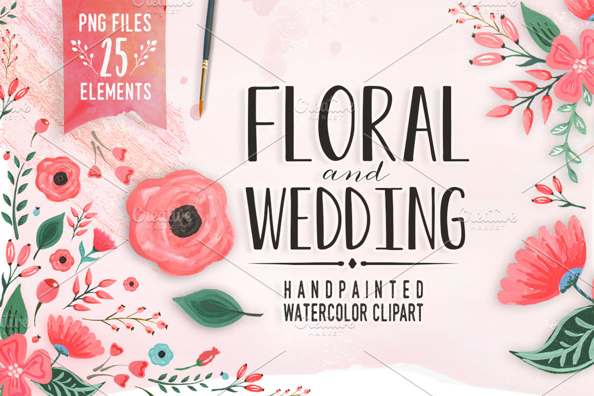 Floral watercolor clipart, an Illustration by DigitalCloud (Photo 1 of 3)
