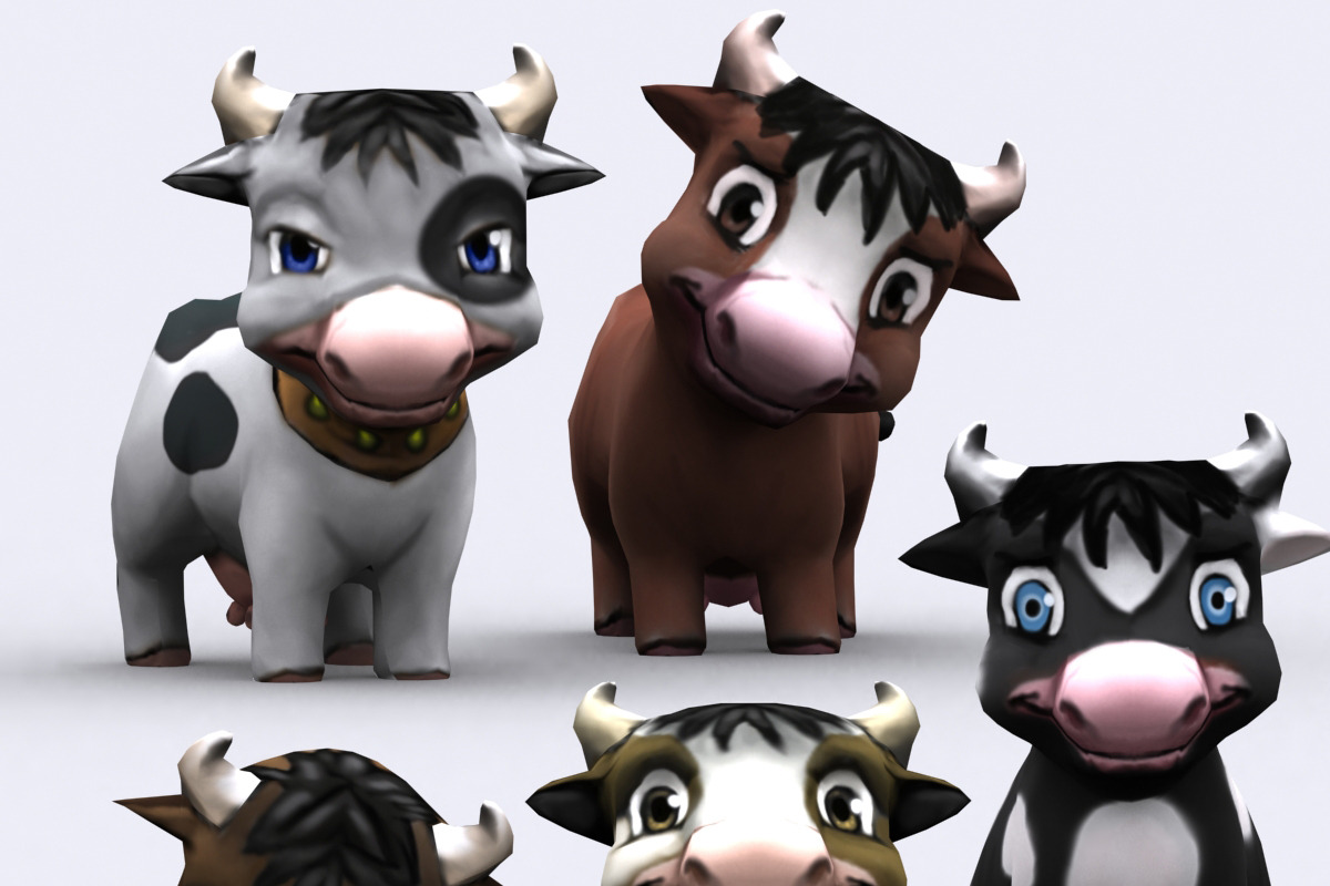 3DRT - Chibii animals - Cow, an Animal 3D Model by 3DRT.com