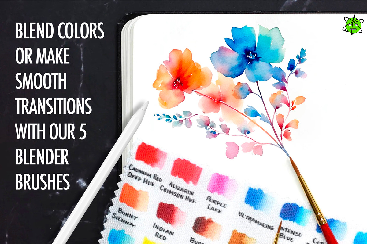 Watercolor Brushes For Procreate, a Brush Add-On by Nuclear Brushes (Photo 3 of 10)