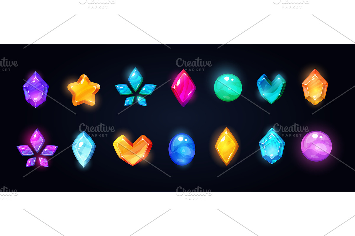 Cartoon precious stones. Gemstone, an Illustration by Stock-Smart-Start